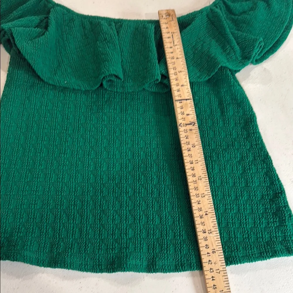 Anthropologie Emerald Ruffle Blouse - Image 4