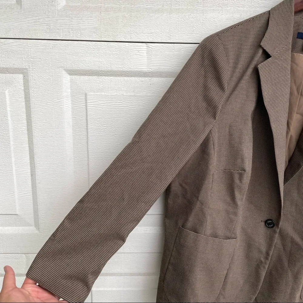 CHAPS Plus Blazer Womens Tan Black Houndstooth Blazer Fall Winter Pockets 18 - Image 7