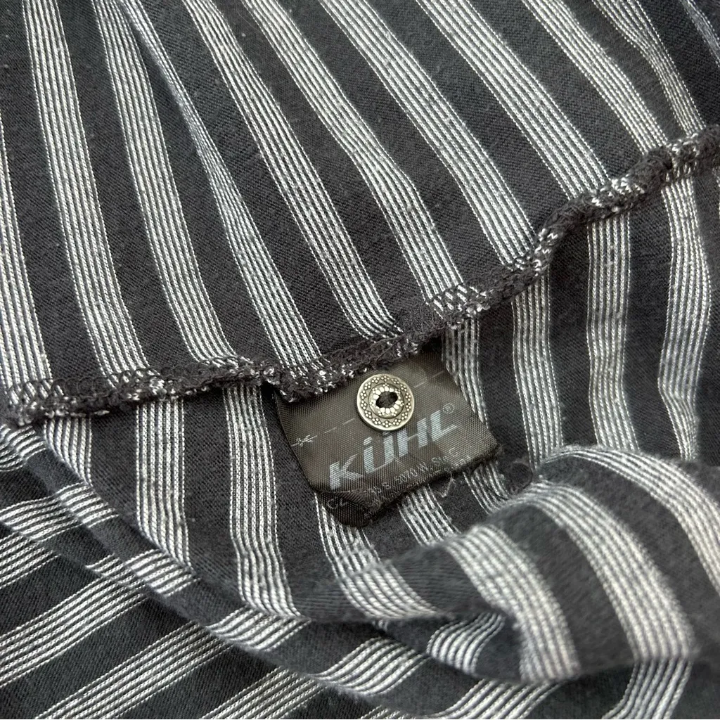 Kuhl Thermal Longsleeve Shirt Striped Black and Gray Size Large Winter - Image 5