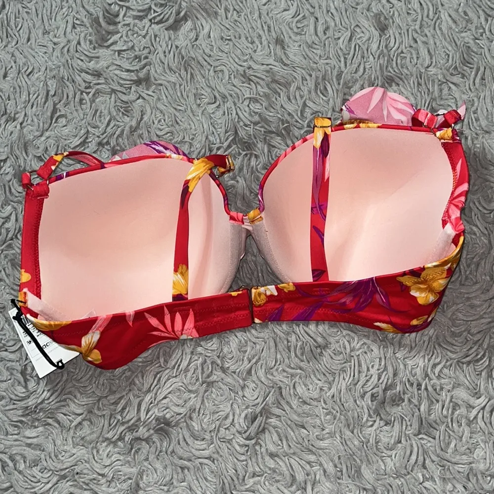 Shade & Shore Bikini Top Swimsuit Swim Tropical Off Shoulder Ruffle 36D L New - Image 4