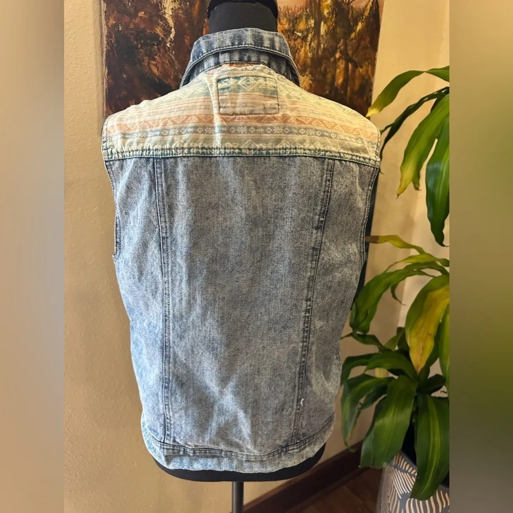 EUC Carbon Denim Jean Vest Women’s Sleeveless Southwest Sz S Blue - Image 5