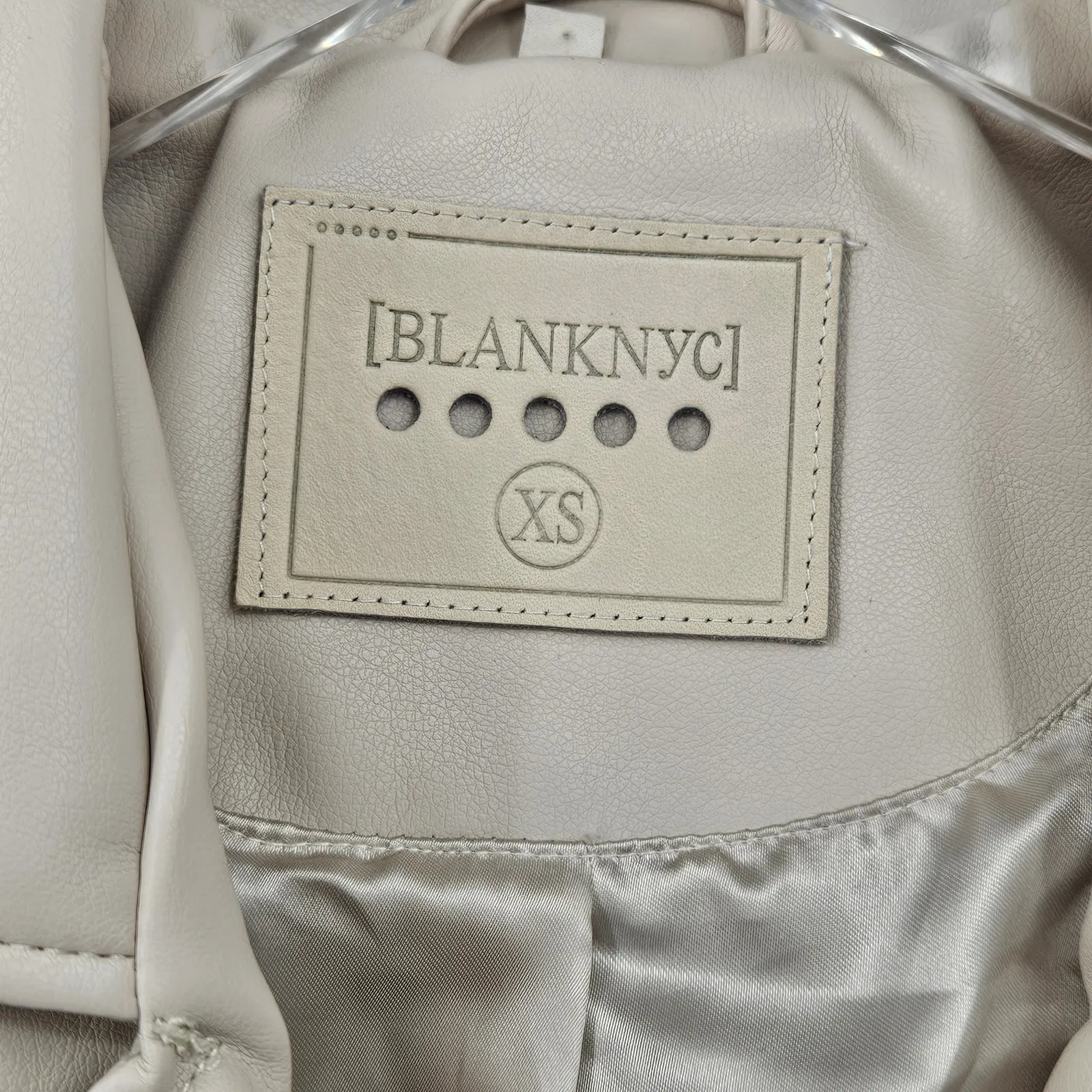 Free People x Blank NYC Vegan Moto‎ Jacket Ivory Cream Size XS - Image 4