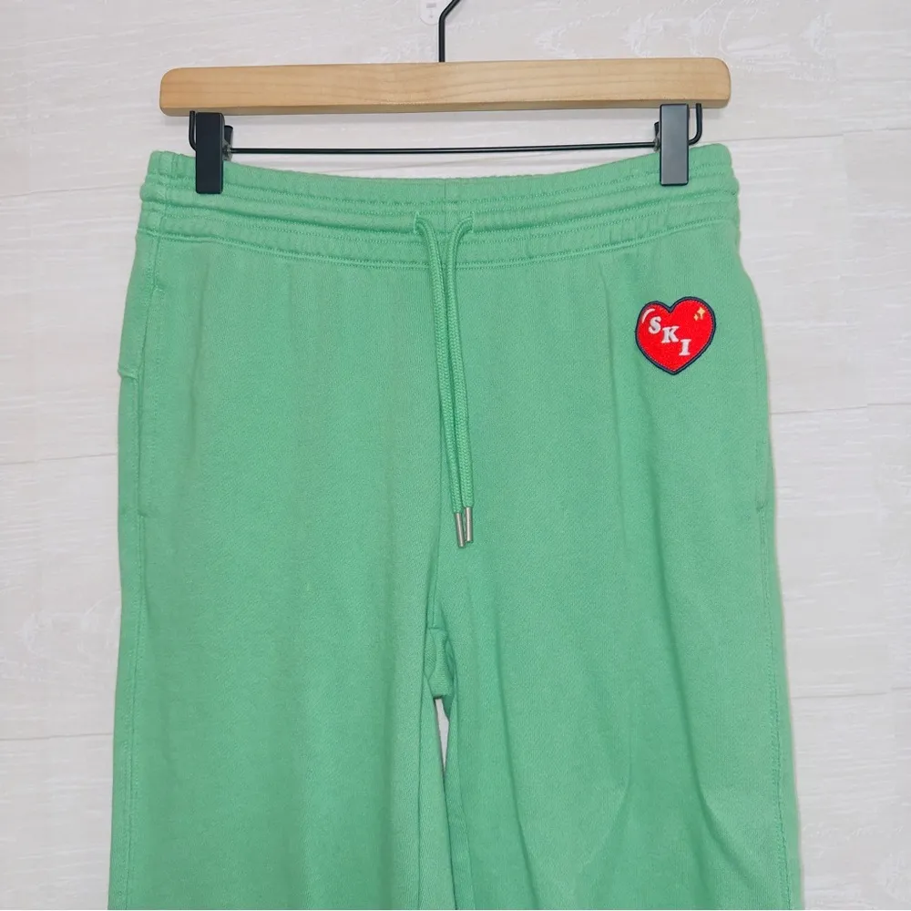 Aerie Women's Green High Waisted Ski Print Fleece Jogger Lounge Pants XS - Image 4