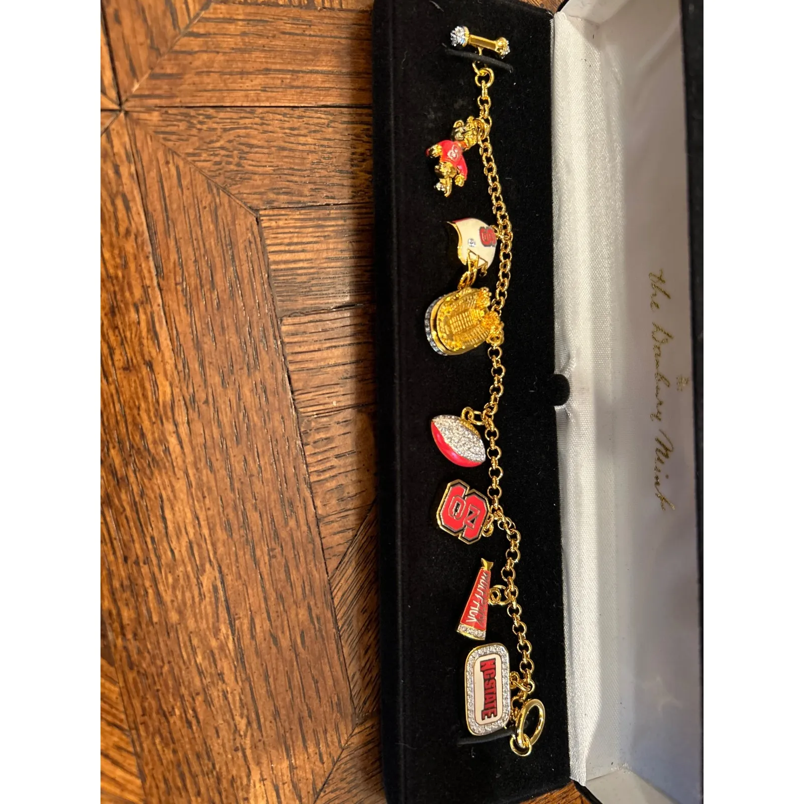 Danbury Mint Charm Bracelet NC State Wolfpack Football Fan Jewelry 24k plated Gold - Image 3