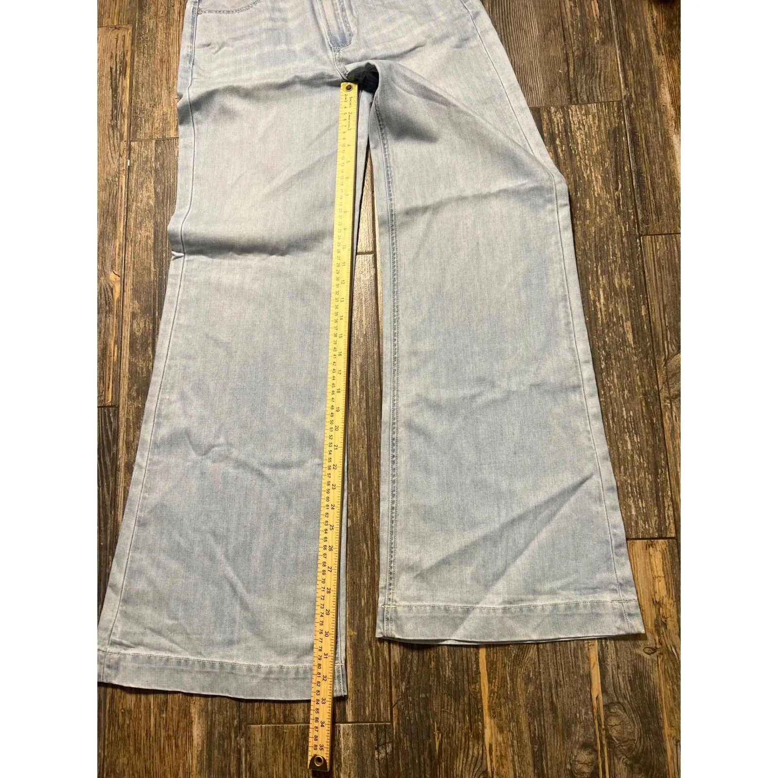 PAIGE Wide Leg Jeans Light Wash High Rise Denim Trouser Size 27W 33I Tall Flare‎ - Image 8