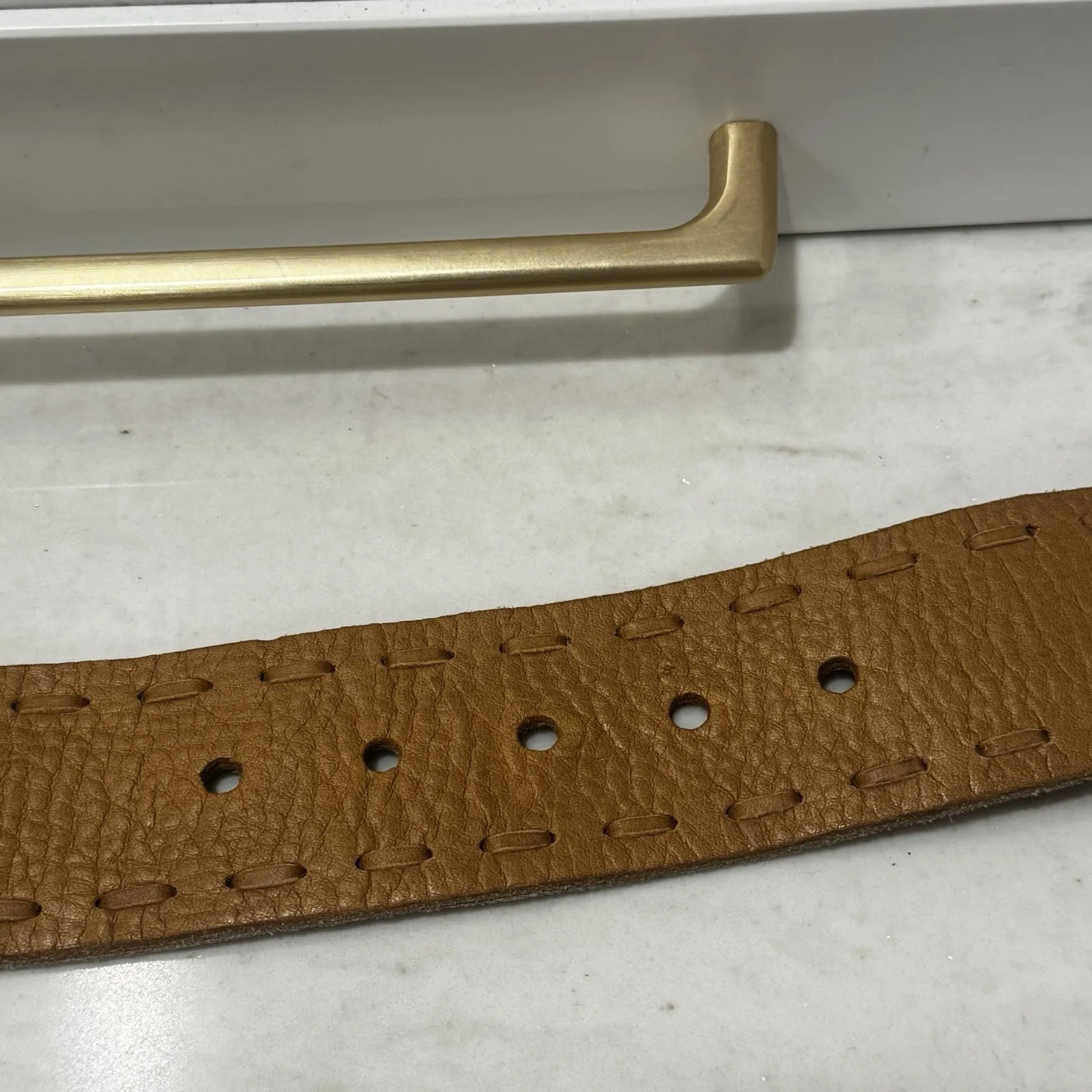 Miu Miu Brown Genuine Leather Designer Belt Made in Italy Womens 32 Brass Buckle - Image 8