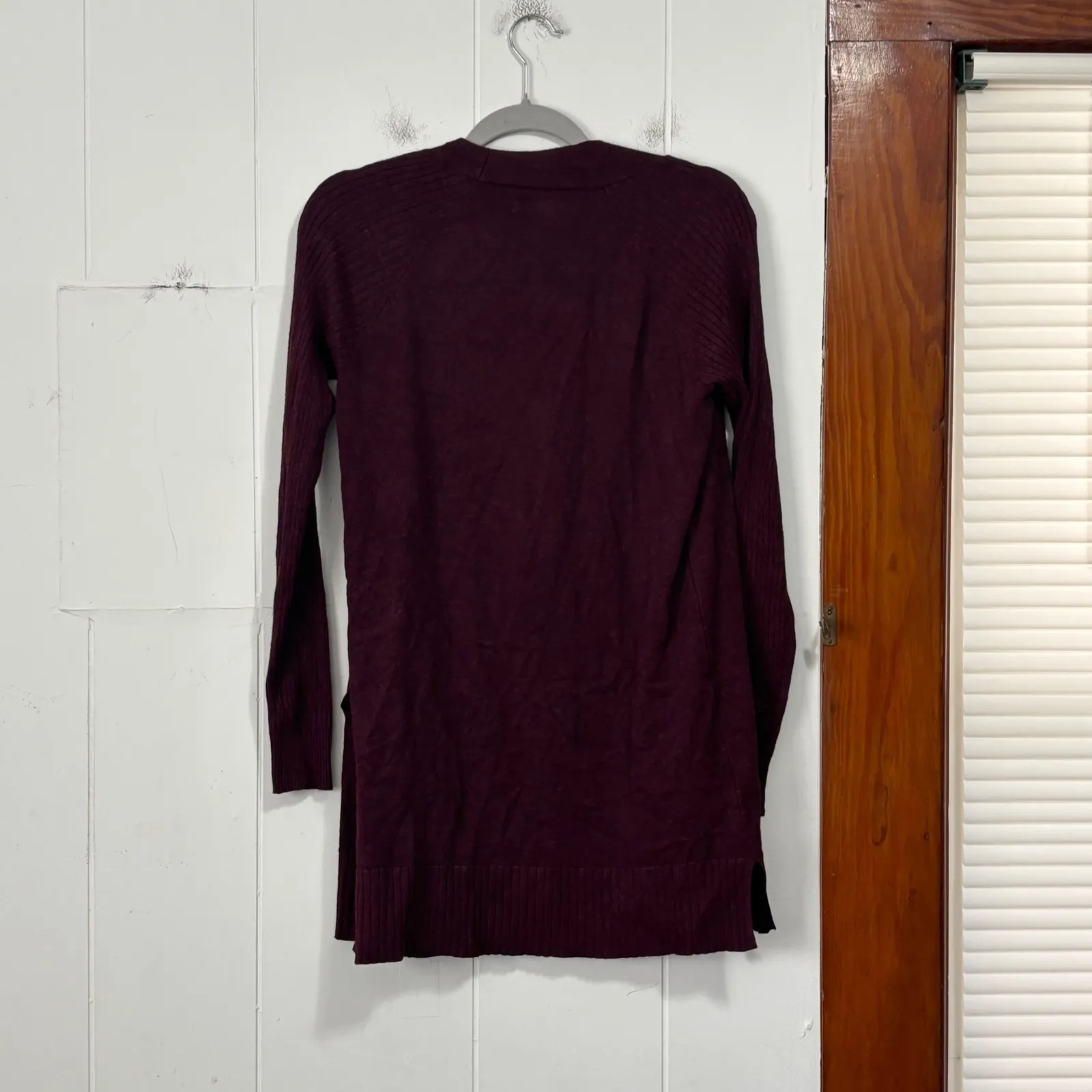 Nine West Burgundy Open Front Long Sleeve Cardigan Sweater Size S - Image 4