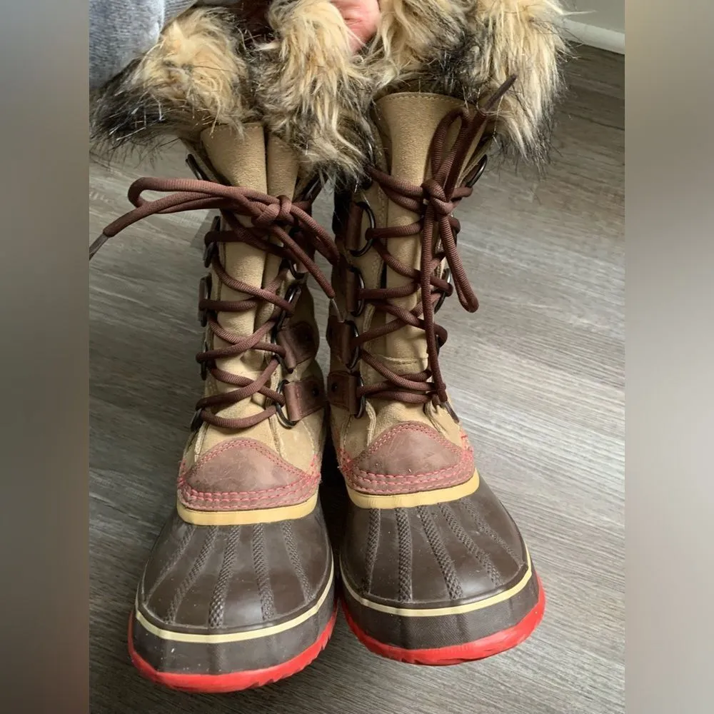Sorel Joan Of Arctic Boots Eskimo Waterproof Boots Tall Thick Warm Brown Pink 8 - Image 9