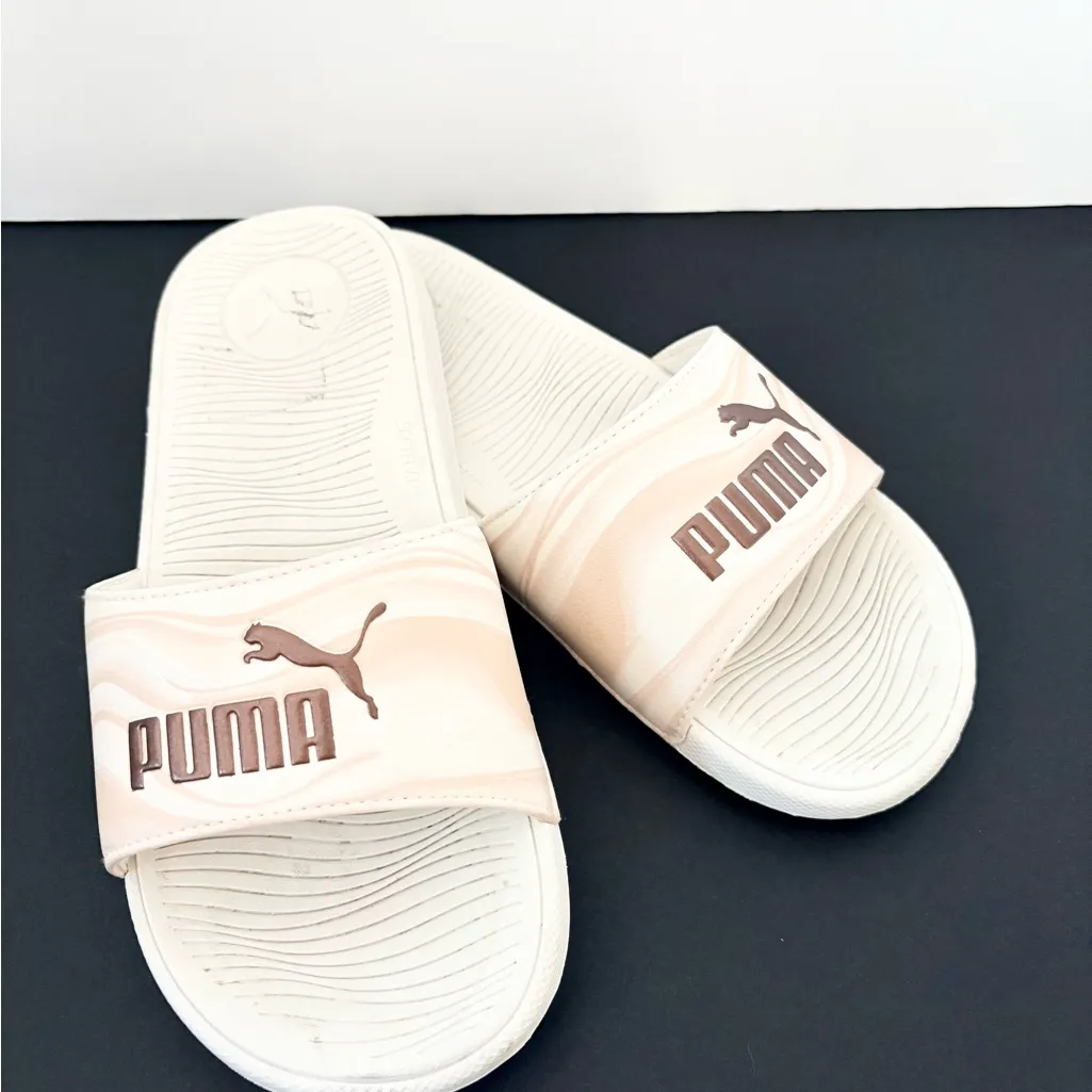 Puma White and Pink Slide Sandals 6 - Image 3