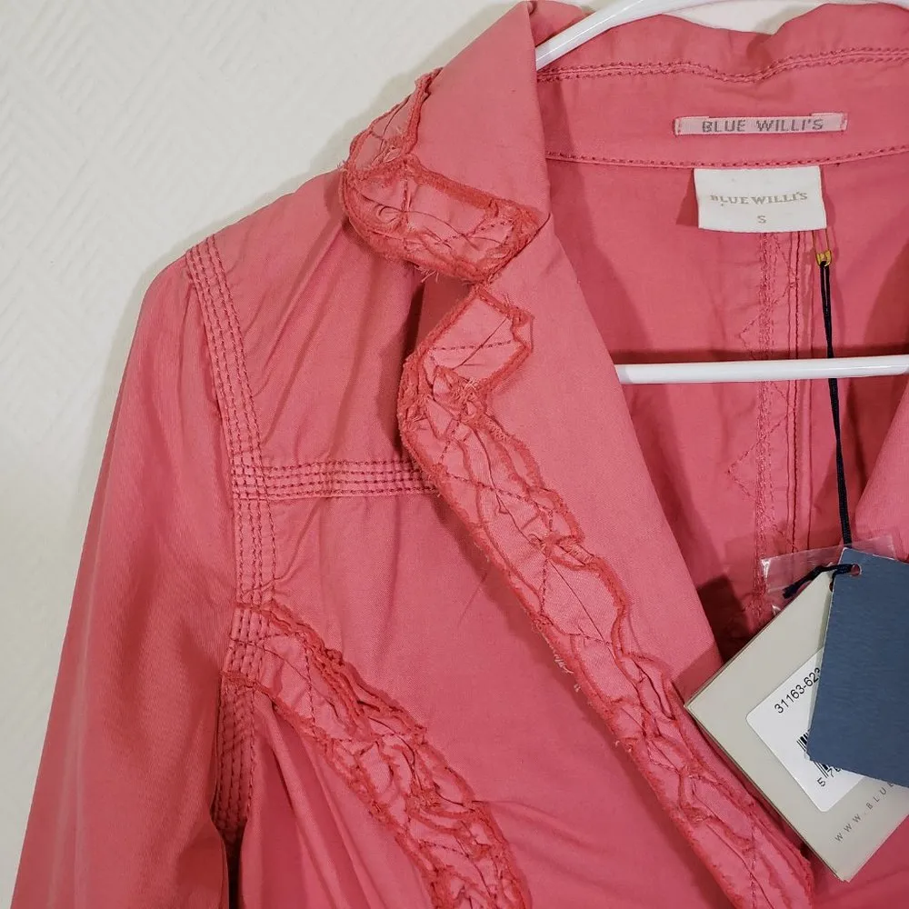 New BLUE WILLI'S Small Pink, Ruffle, Raw Edge Hem, Button - Image 9