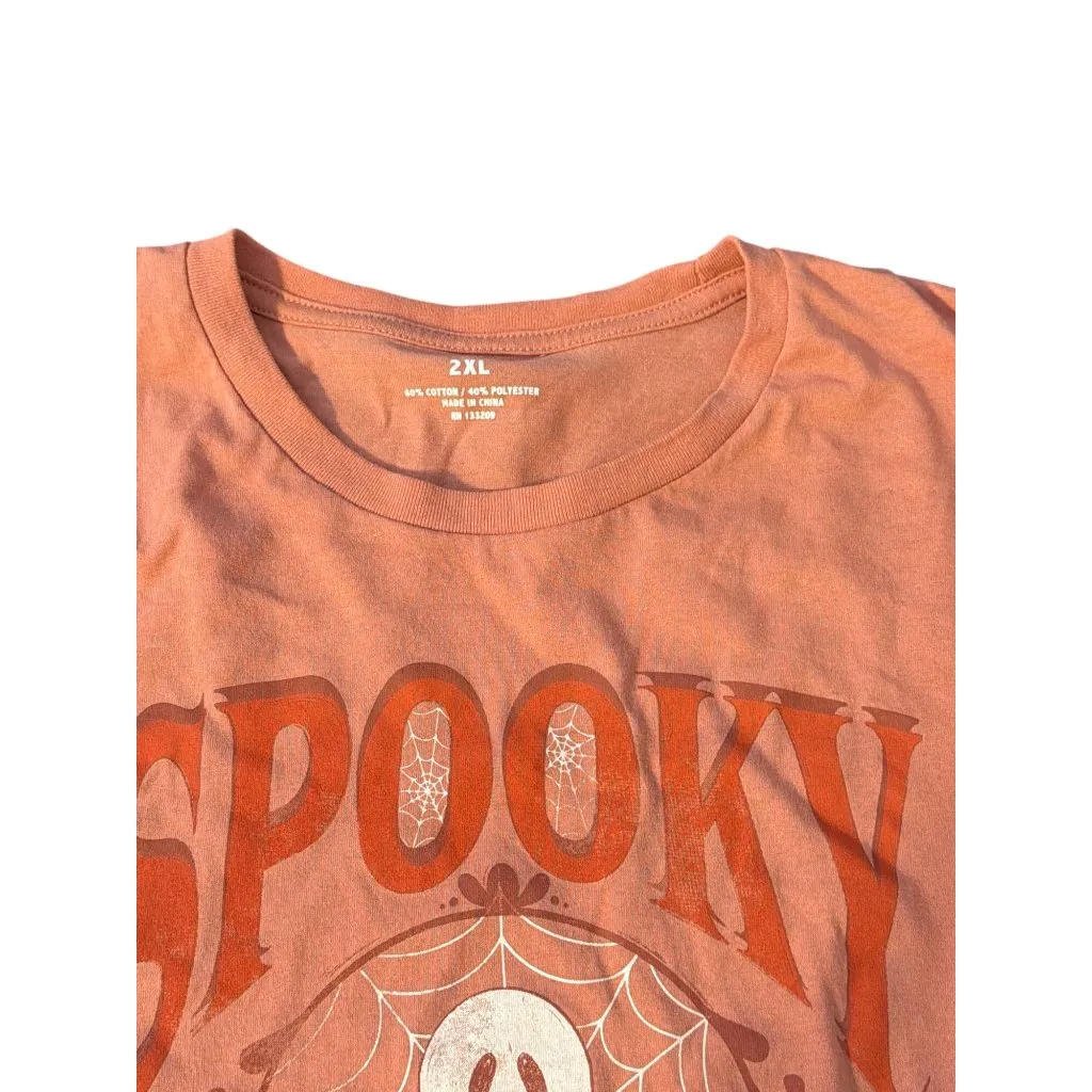 Spooky Season Halloween Ghost Floral Graphic Tee Shirt Salmon Size 2XL - Image 3