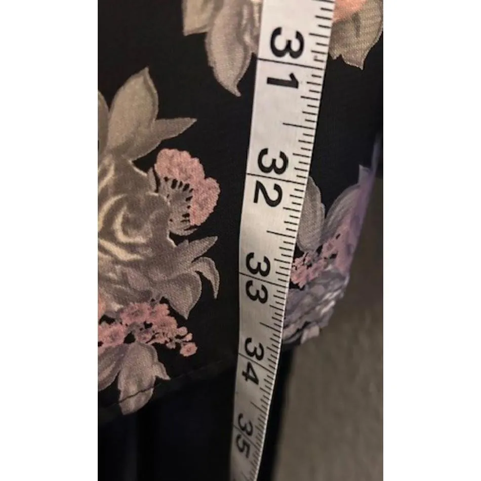 Romantic Mini‎ Dress/Tunic M Black Pink Floral Boho Cottagecore Coquette Elegant - Image 6