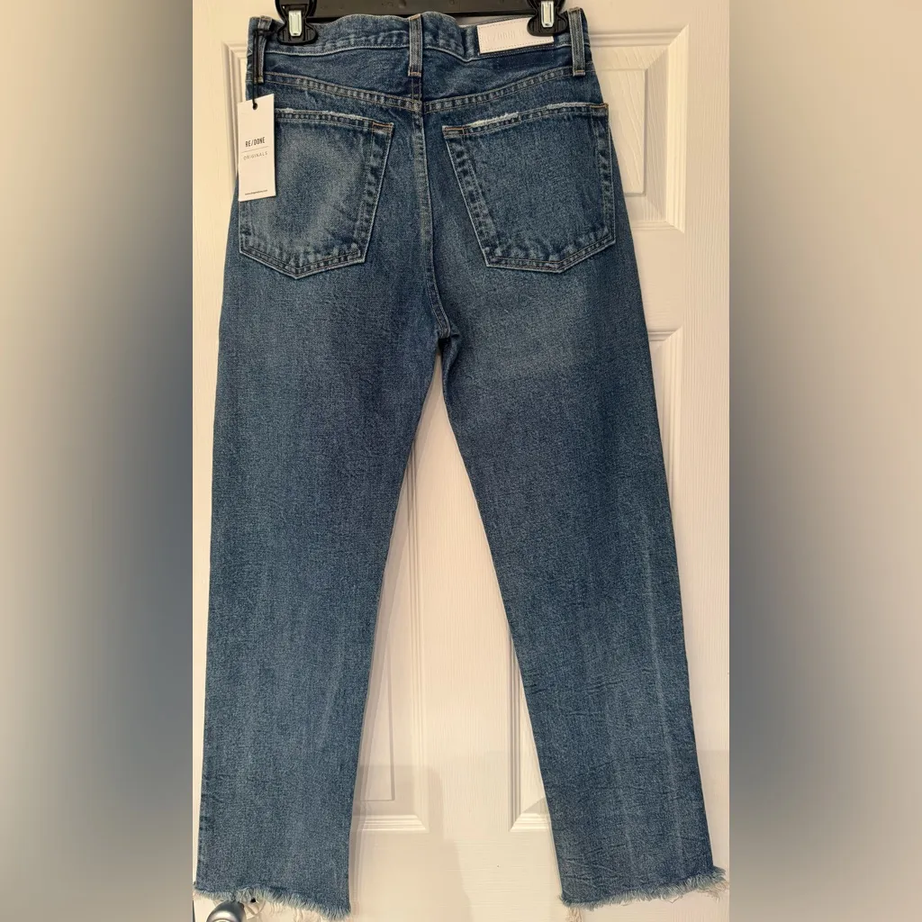 REDONE Women’s Blue Stove Pipe High Rise Straight Jeans Size 26 - Image 7