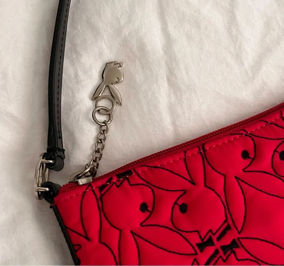 Y2K Playboy Bunny Saddle Hot Pink Shoulder Bag Silver Hardware 2000s Rare - Image 2