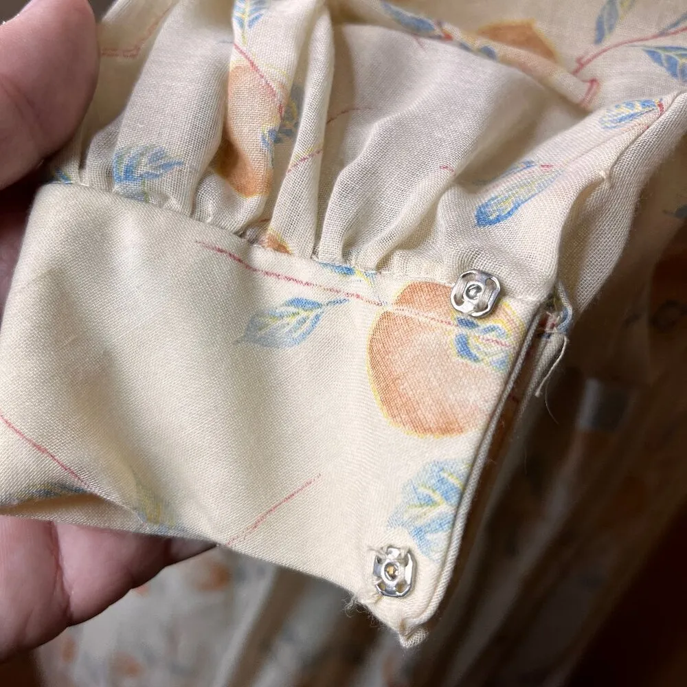 VTG Autumn Peach Leaf Maxi Dress 70s Cream Maxi Handmade SZ 6 Romantic Feminine Orange - Image 6