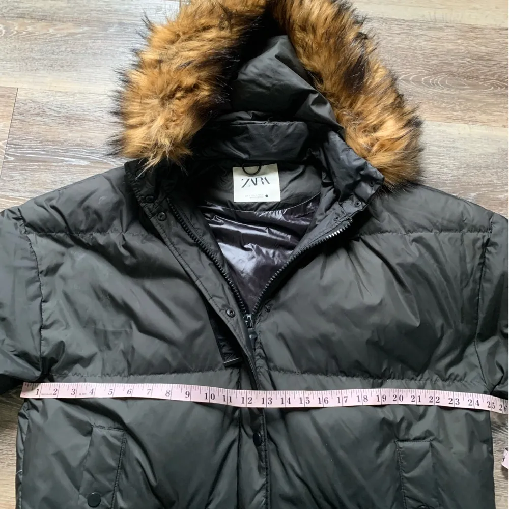 Zara Black Duck Down Parka Jacket S - Image 5