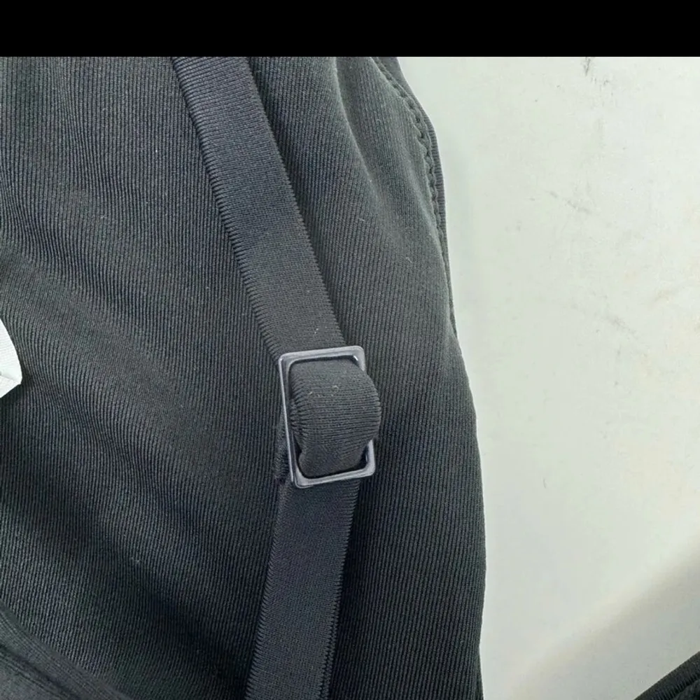 Aerie Longline Triangle Bikini Top Black Open Tie Back Stretch Neutral Size M - Image 7