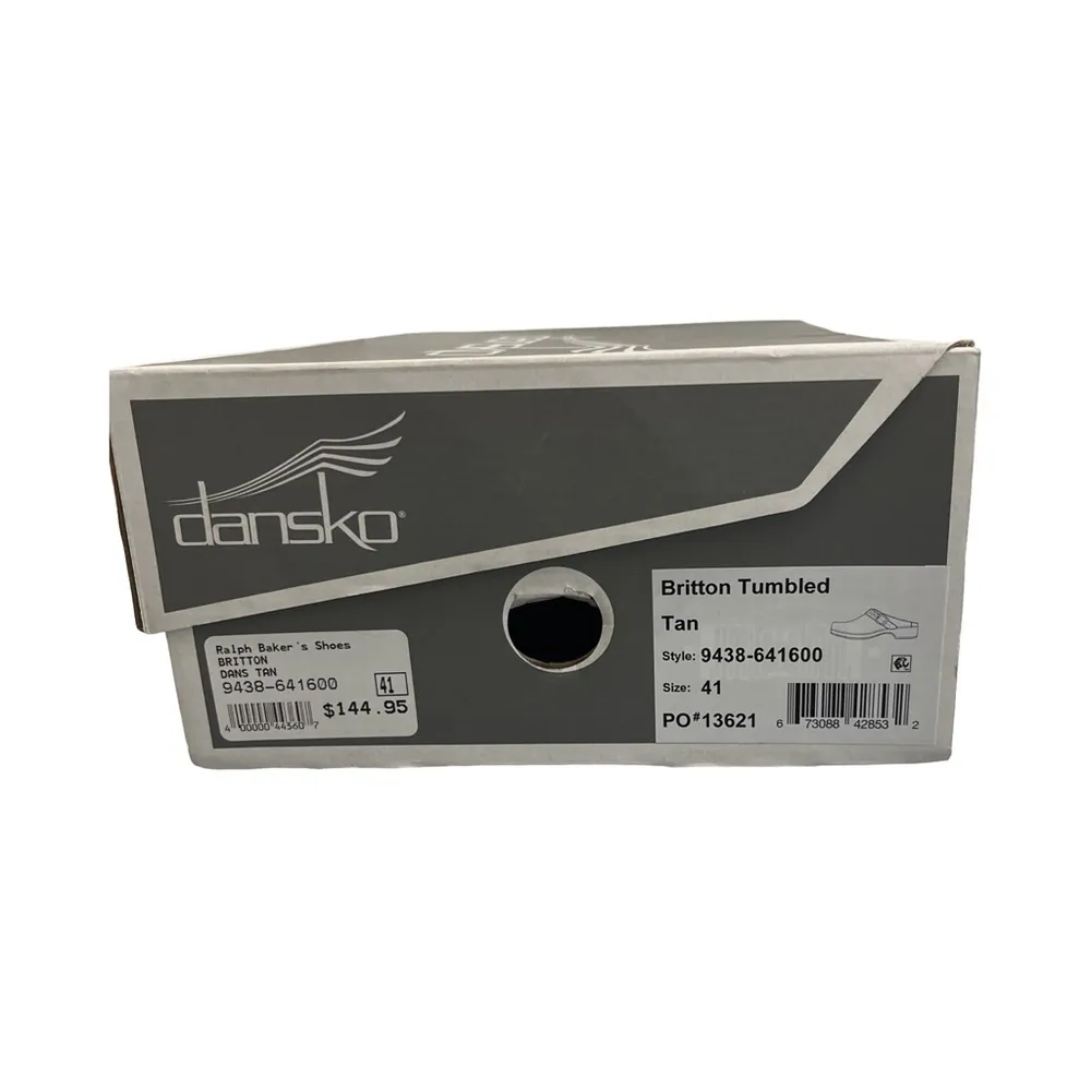 Dansko Britton Tumbled Tan Leather Studded Clogs Size 41 VGUC With Original Box - Image 2