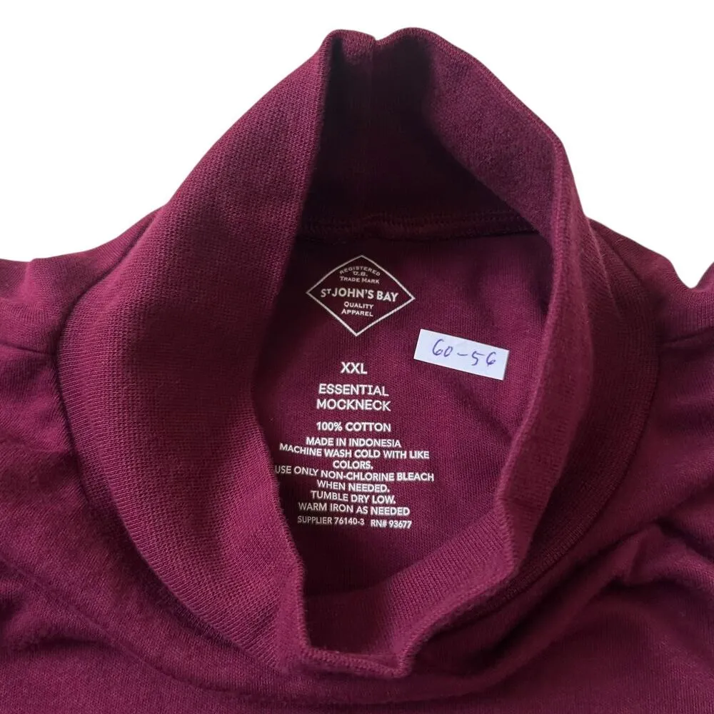 St. John's Bay Essential Deep Ruby Mockneck T-Shirt Women Size XXL NWT | 60-56 - Image 2