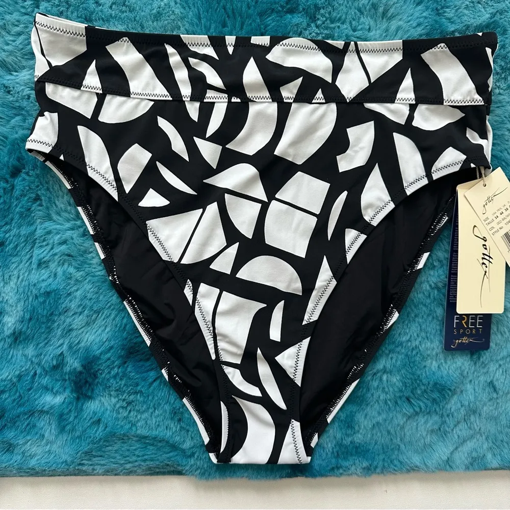Gottex Monochrome Abstract Bikini Bottom Size 14 - Image 12