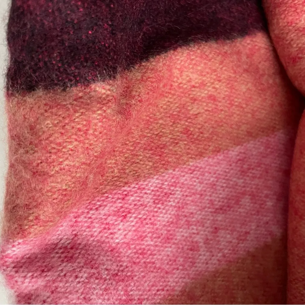 Cozy Blanket Wrap Poncho Scarf Soft Plaid Travel Tan Red Black Pink - Image 9