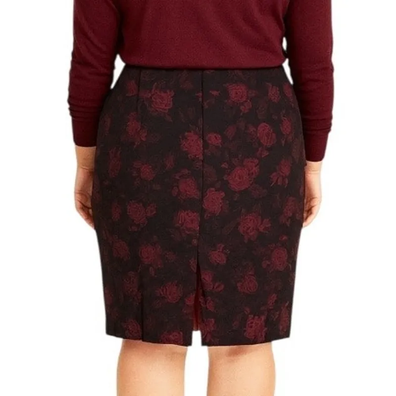 White House Black Market Black Pink Floral Pencil Skirt Women's Plus Size 18W - Image 6