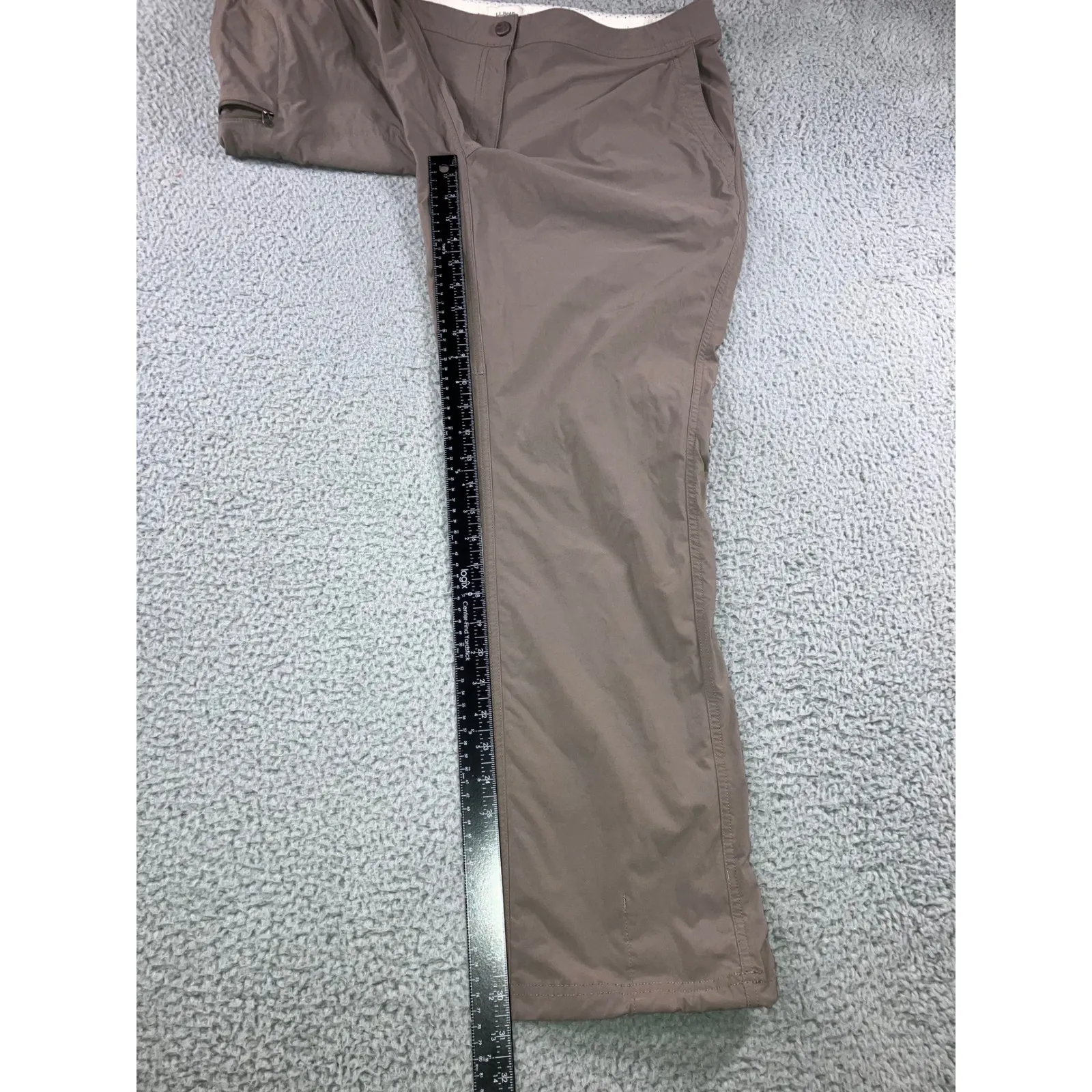 LL Bean Cargo Pants Women 16 Mid Straight Leg Brown Rise Nylon Hiking Outdoor - Image 3
