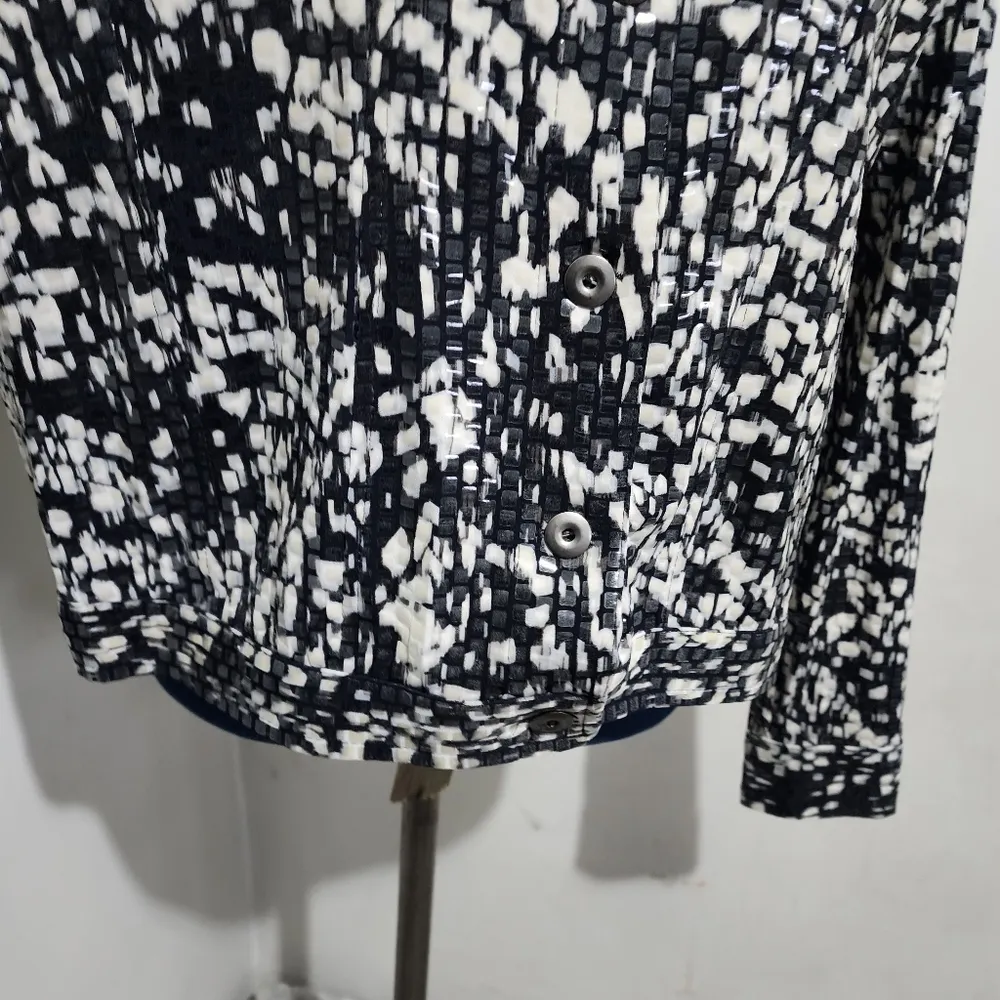 Notations Black White Sequin Shimmer Shirt Jacket Top Shacket - Image 3