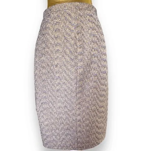 NEW J. Crew sz 00 Womens‎ Tweed Purple Metallic Full Zip HighWaist Pencil Skirt - Image 6