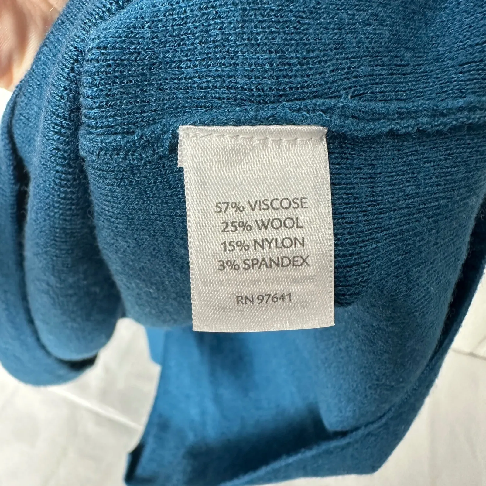 J.Jill Petite Medium Blue Teal Long Sleeve Knit‎ Sweater Dress Women's - Image 4