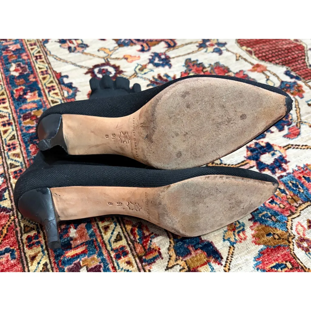 Loeffler Randall Black Sock Ankle Boots Knit Pointed Toe Kitten Heel Womens 9.5 - Image 3