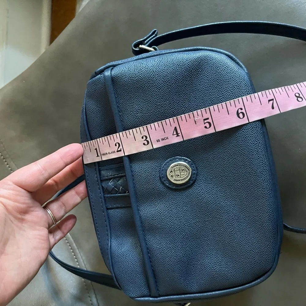 Vintage Gitano Navy Faux Leather Crossbody Purse Small 90s Minimalist Bag Blue - Image 8