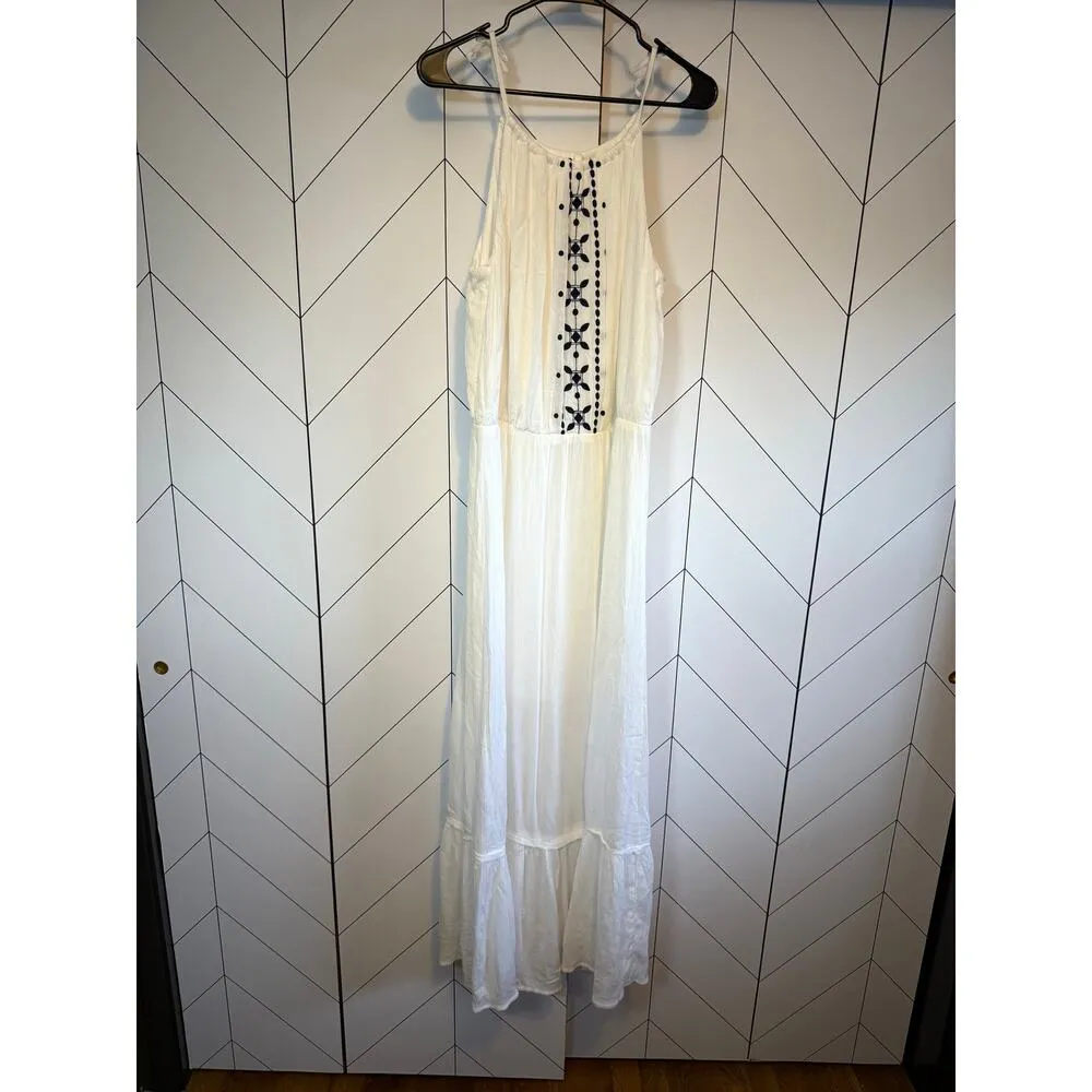 Maurice’s Womens XL White Black Embroidered Gauze Maxi Dress Boho Vacation New - Image 8