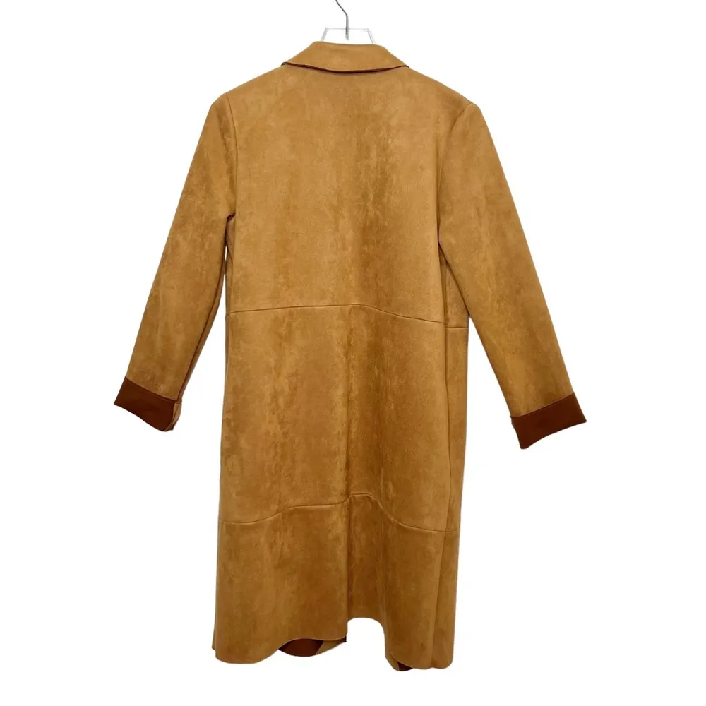 Tan Faux Suede Blogger Favorite Longline Women’s Coat Sz S - Image 11