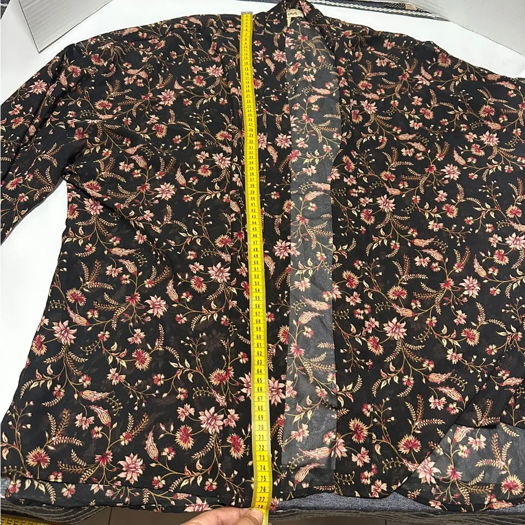 Floral Black Sheer Women's Varsity Jacket Size 2X - Image 5