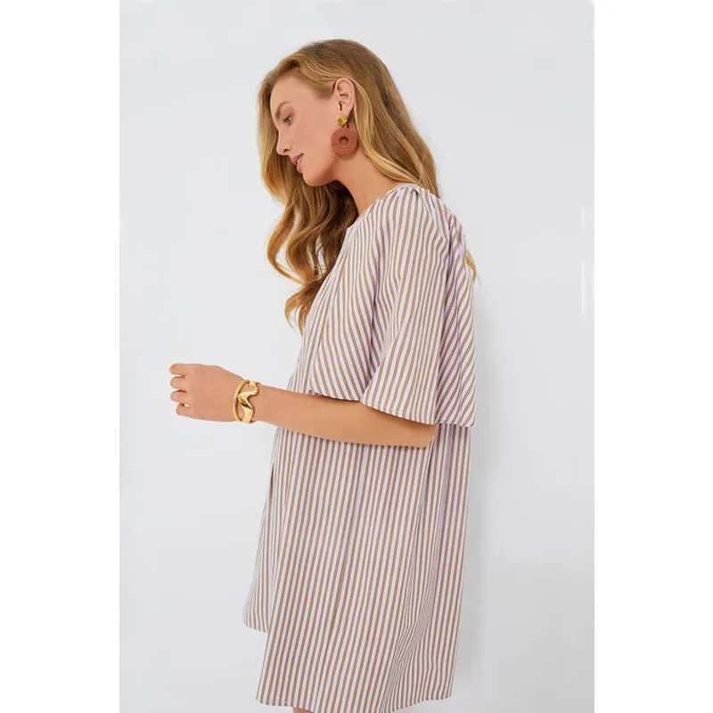 Pomander Place Tuckernuck Lilac Stripe Seersucker Finley Flutter Sleeve Dress L Purple Size L - Image 6
