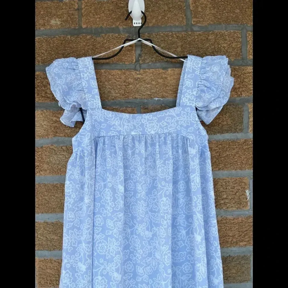 By the river KAYLEE FLUTTER SLEEVE dress small Blue - Image 5