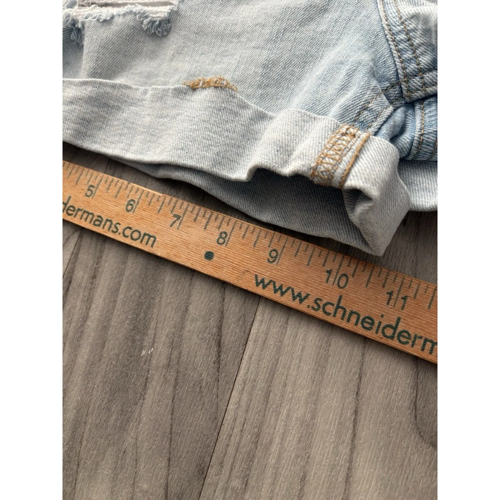 Old Navy Shortalls Womens Small Blue Shorts Bib Overalls Cuffed Distressed 30x3 - Image 15