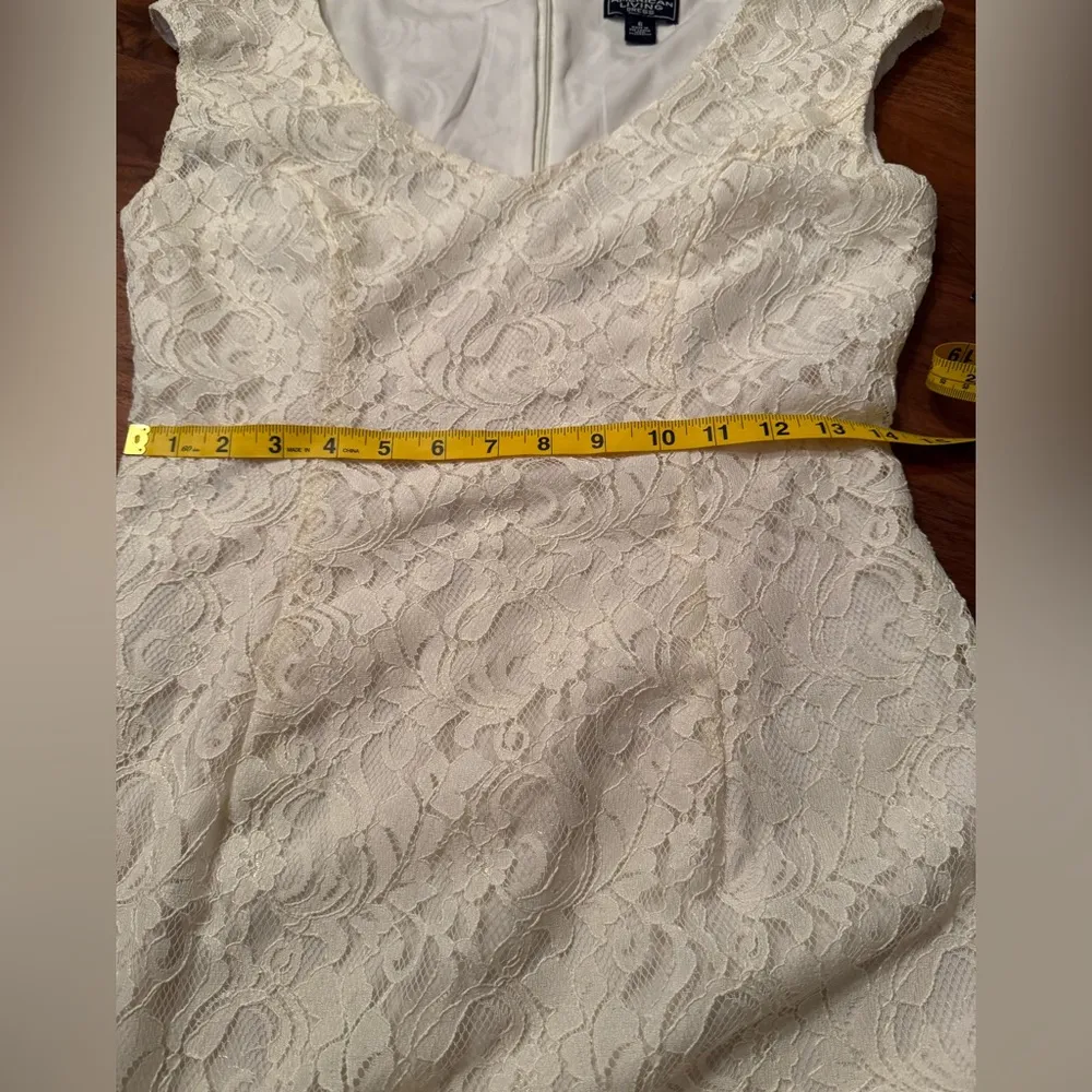 AMERICAN LIVING NEW Women's Ivory Ruffled-hem Lace Cap Sleeve Sheath Dress 6 - Image 8