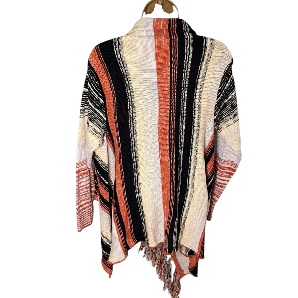 Lightweight Speckled Fringe Cardigan Wrap Front Cowl Collar Tassel Hem Acrylic S - Image 5