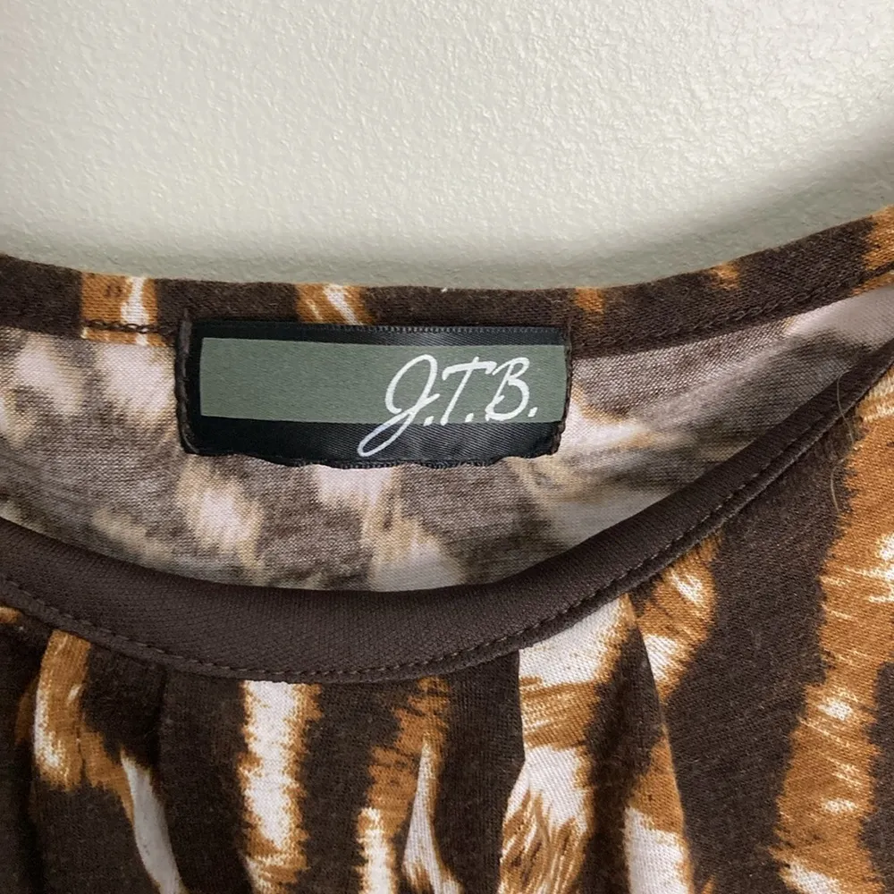 J.T.B Tunic Tank Top Cheetah Print Y2K Women’s Size Small Beaded Brown Tan - Image 3