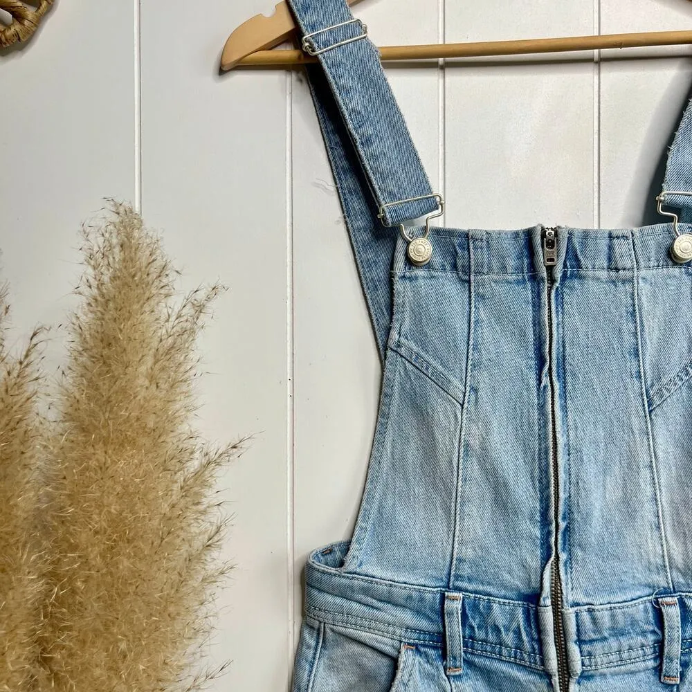 Free People denim overalls one-piece jumpsuit slim flare cotton onesie - Image 4