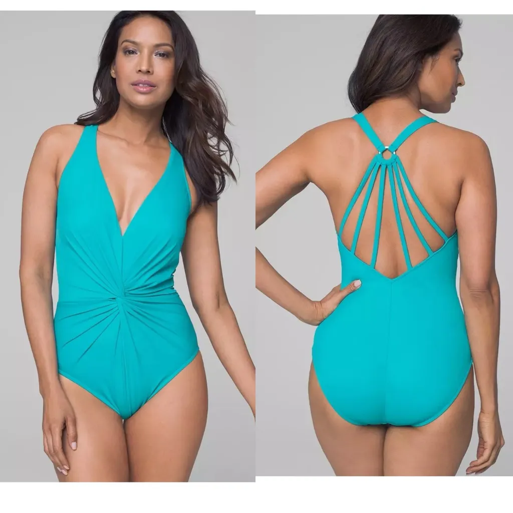 Magicsuit Women's‎ Drew Blue Teal Strappy Back One Piece Swimsuit Summer Size 8 - Image 2