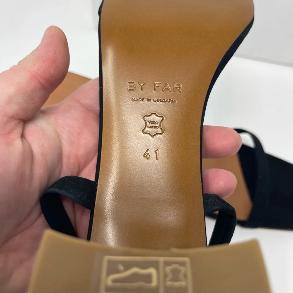 By FAR TANYA KRAFT SUEDE MULE SANDAL HEELS in BLACK sz 41 US 11 - Image 5