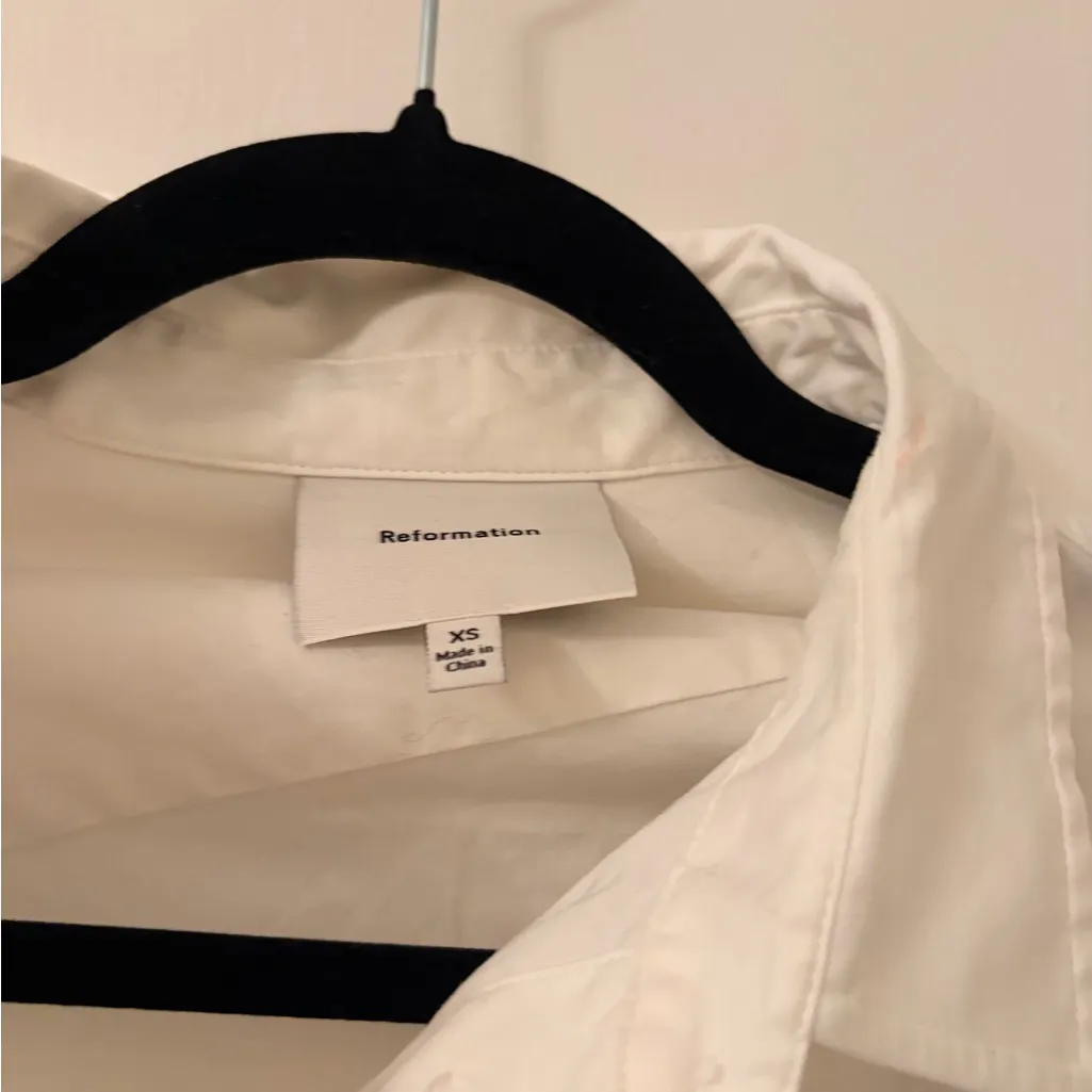 Reformation White Eli Oversized Shirt - Image 3