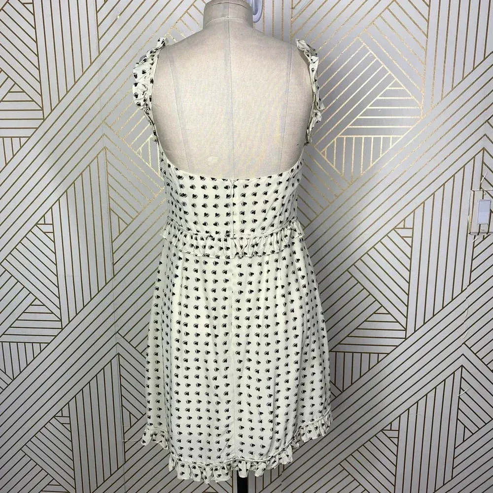 For Love‎ & Lemons Sweetheart Mini Dress Creme Heart Print Size US Medium - Image 10