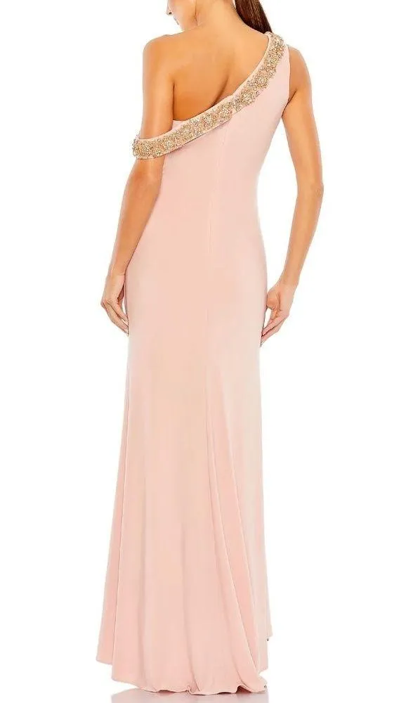 Mac Duggal Beaded Drop Shoulder Jersey Gown, Rose, size 2 - Image 10
