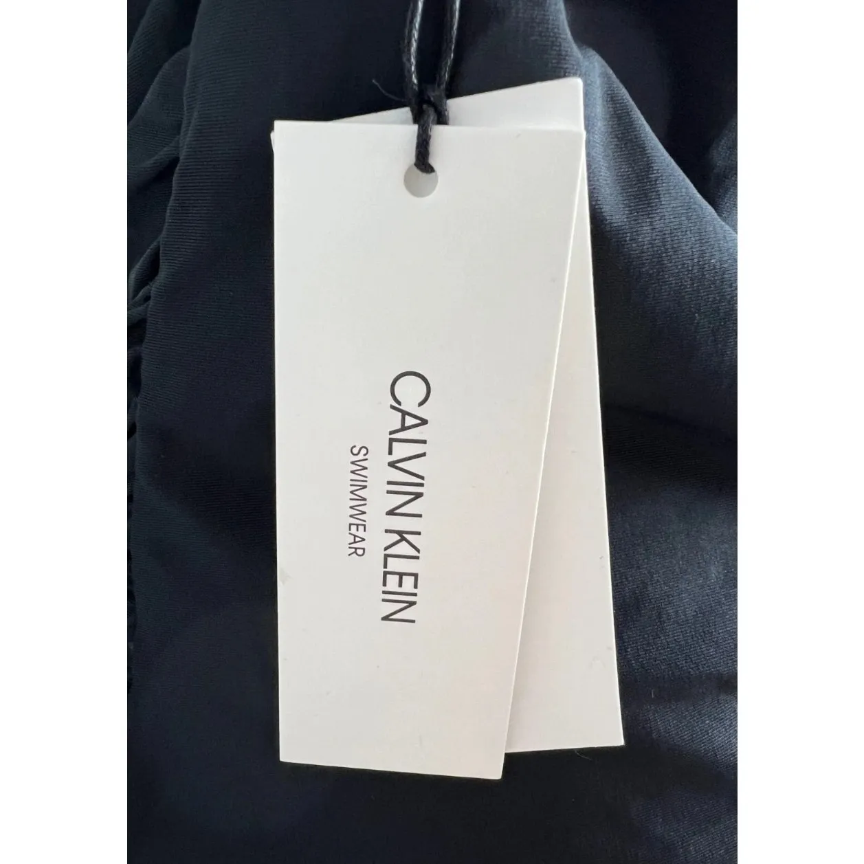 Calvin Klein Black Shirred Mesh Tankini Halter Top Swimsuit Top Stretch Large - Image 4