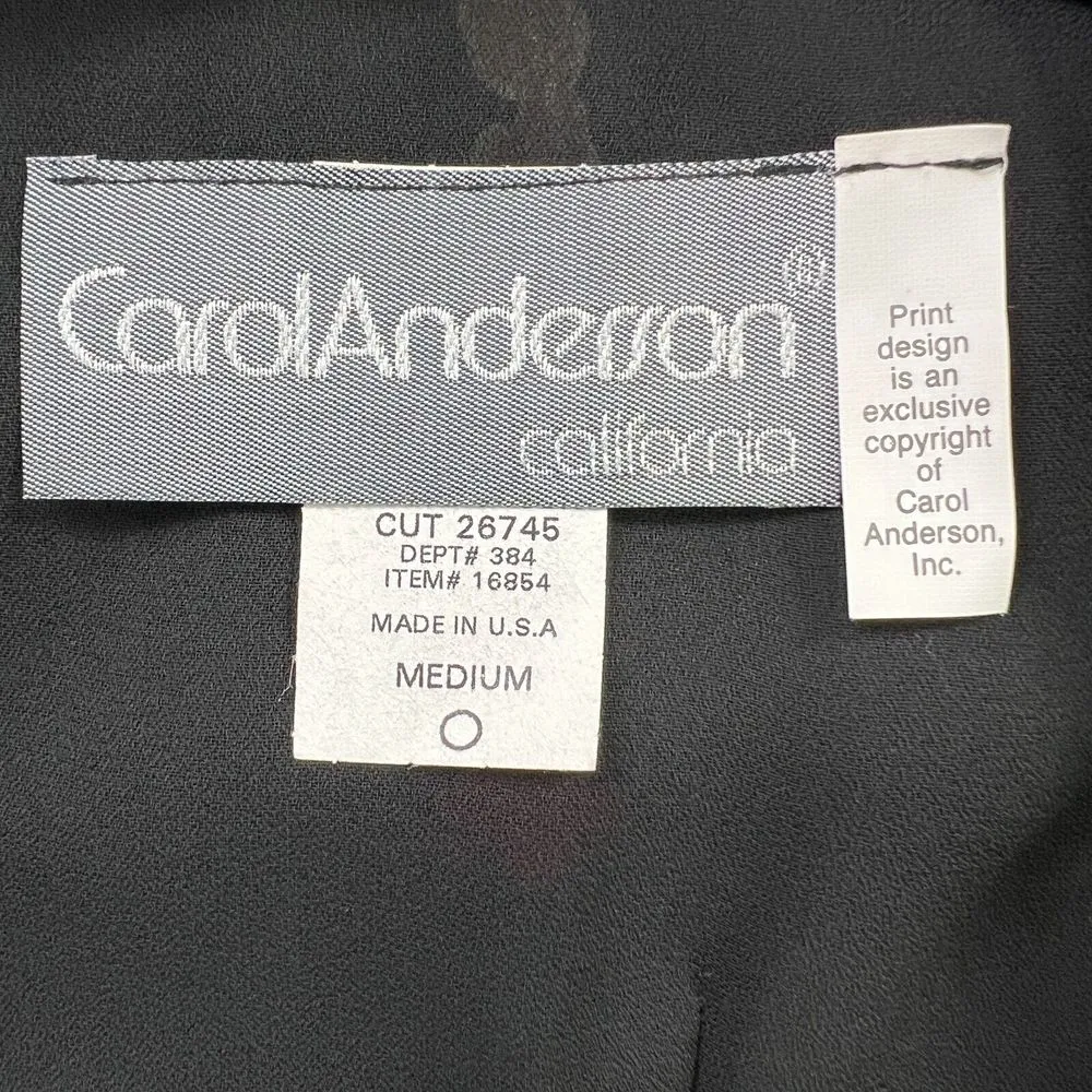 Vtg. Carol Anderson Maxi Dress Flower Leaf Square‎ Print Black/Multi Sleeveless Size M - Image 3