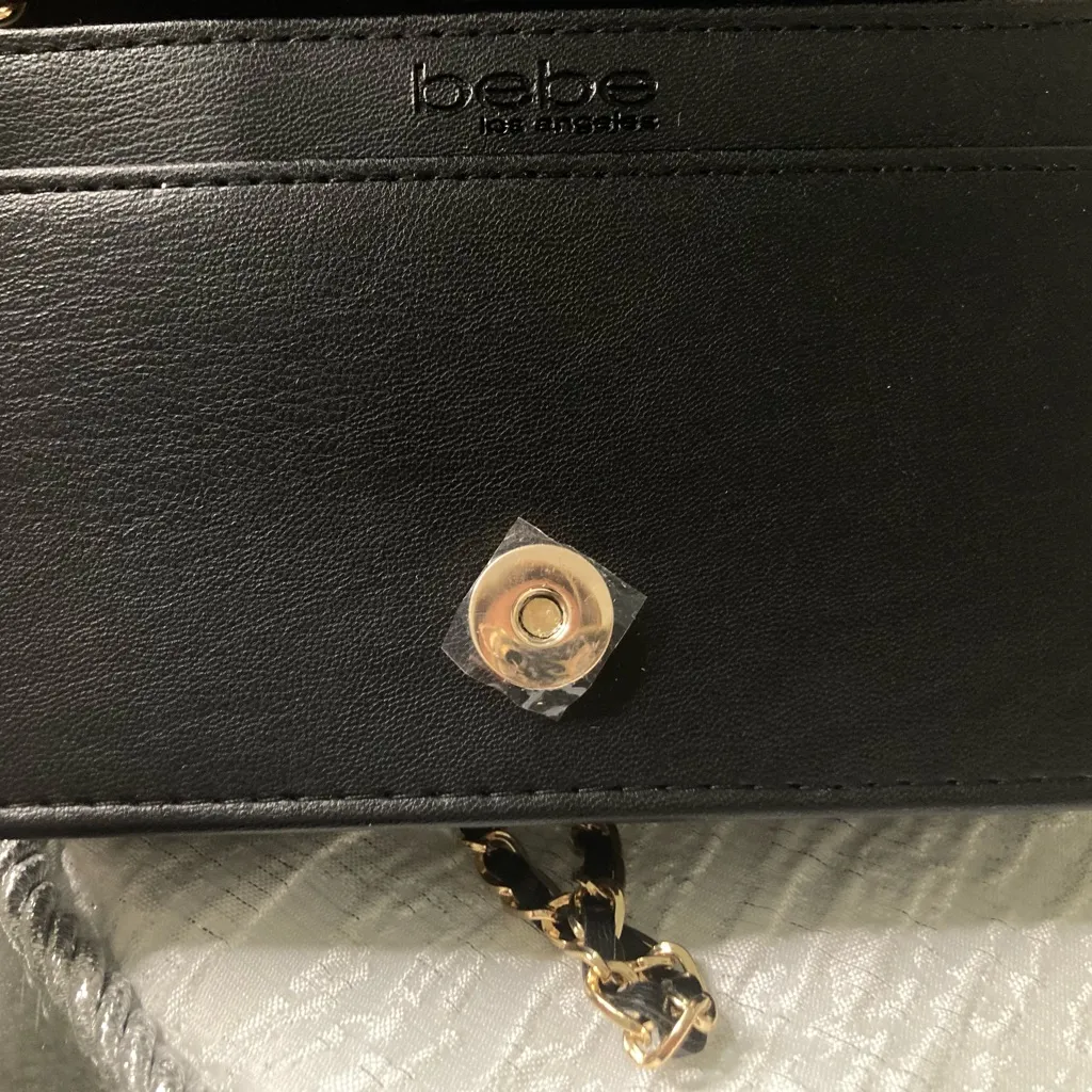 Bebe Black Woven Mini Shoulder Bag Clutch with Gold Chain NWT - Image 10